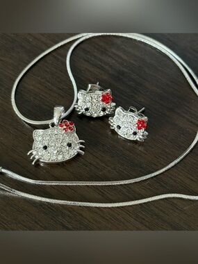 Hello kitty necklace and earrings